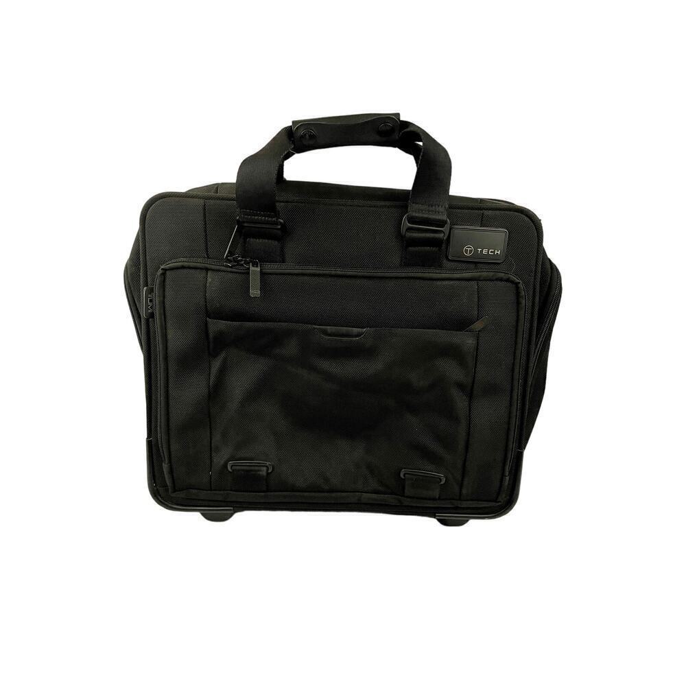 TUMI Rolling Expandable Laptop Briefcase Carry On Messenger Bag Leather Straps